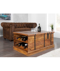 Table basse coffre bar en bois