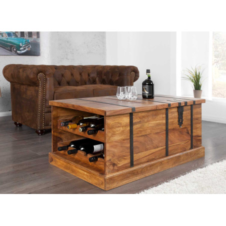 Table basse range bouteille en bois