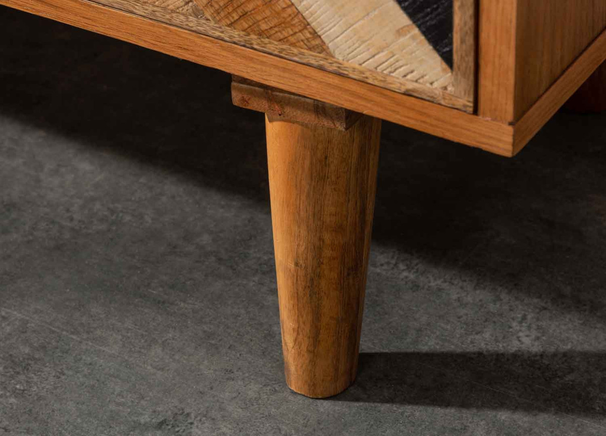 Buffet Haut en Bois Massif Multicolore