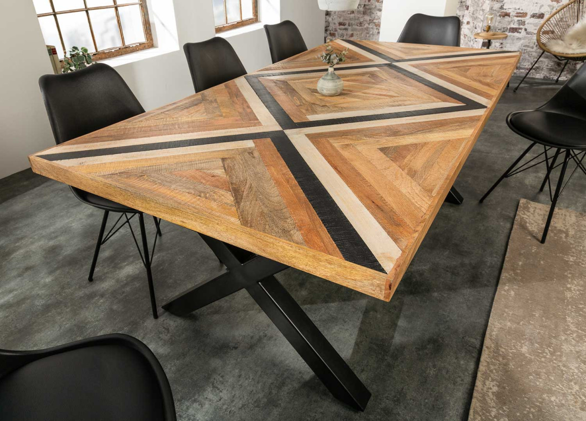 Table de repas 200 cm en bois de manguier