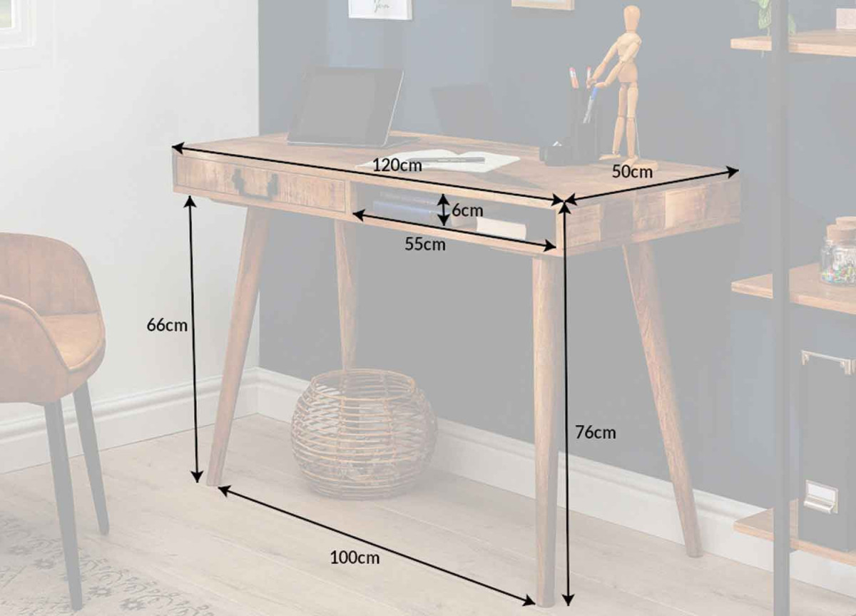 Bureau Console en Manguier 1 Tiroir