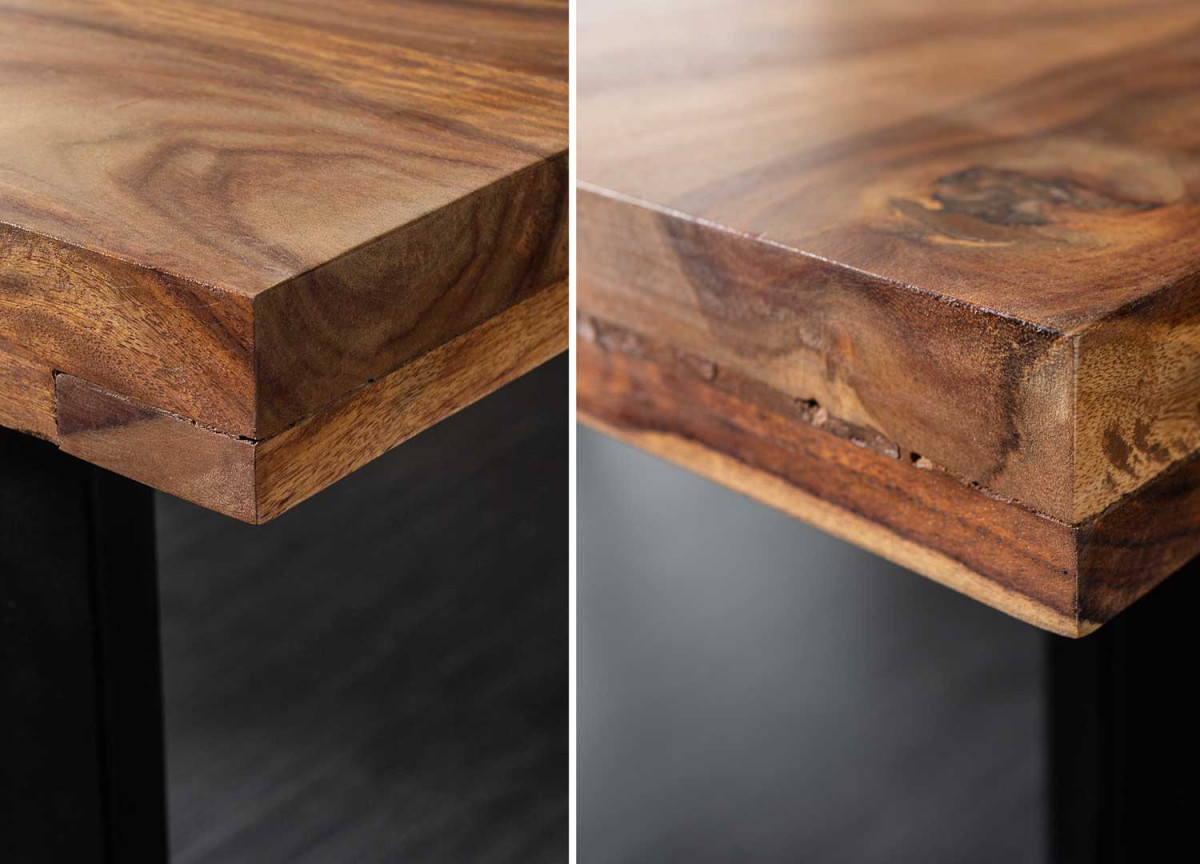 Table 180 cm en bois de Sesham et métal noir