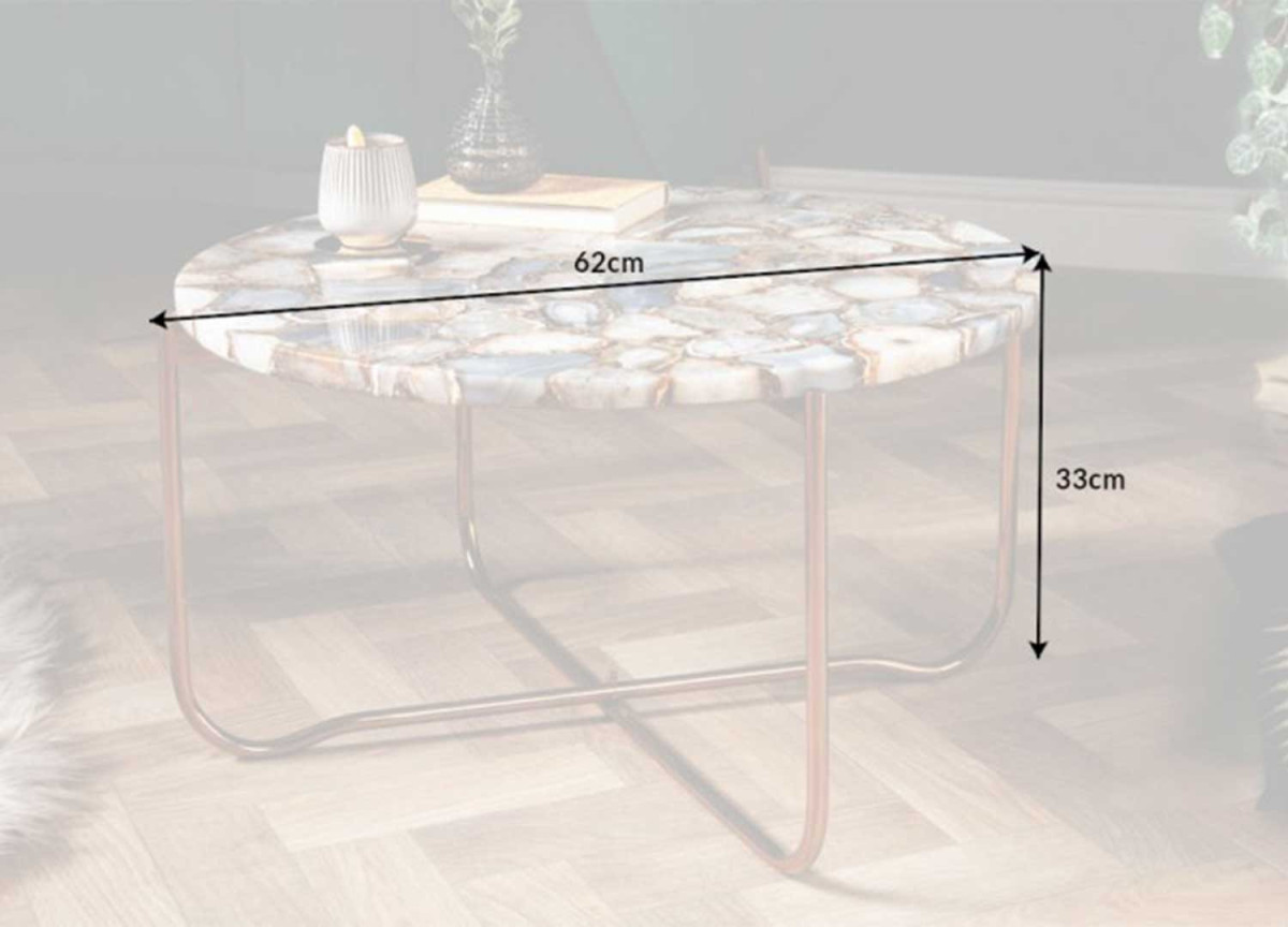 Table basse ronde en pierre d'agate
