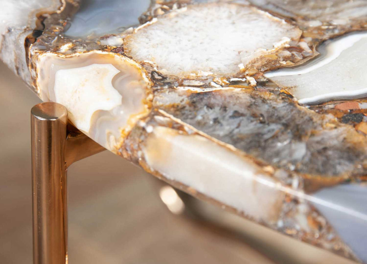 Table basse ronde en pierre d'agate