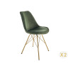 Chaise velours vert pieds métal doré