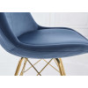 Chaise velours bleu pieds métal doré