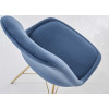 Chaise velours bleu pieds métal doré