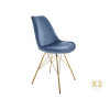 Chaise velours bleu pieds métal doré