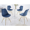 Chaise velours bleu pieds métal doré