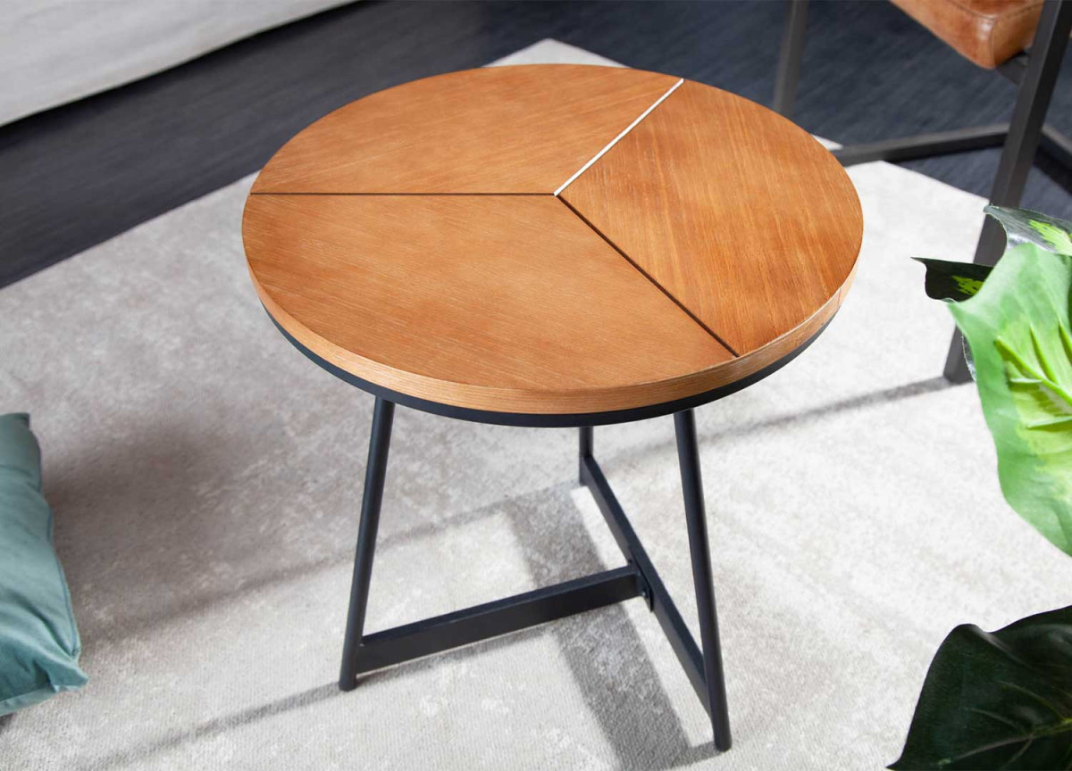 Table d'appoint ronde moderne chêne naturel