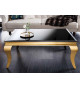 Table basse baroque verre noir et métal doré 100 cm