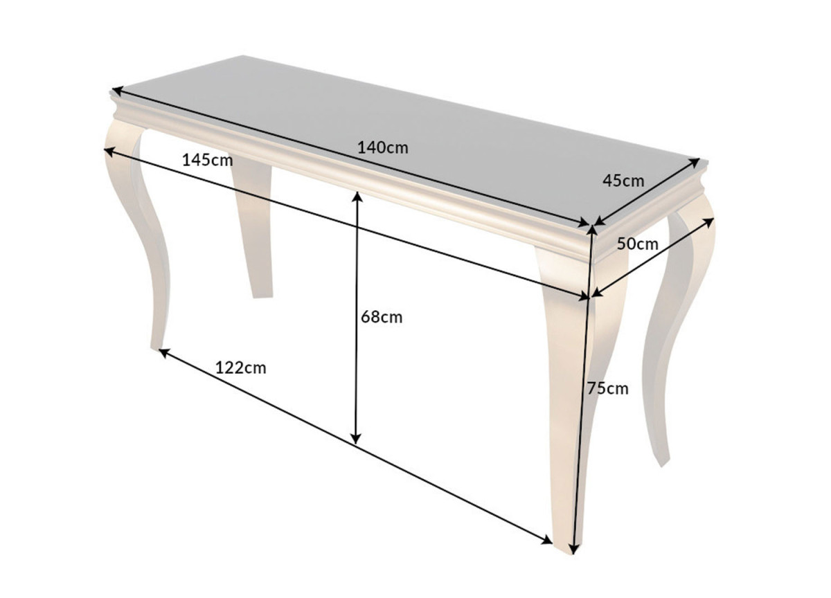 Table console baroque noire et métal doré