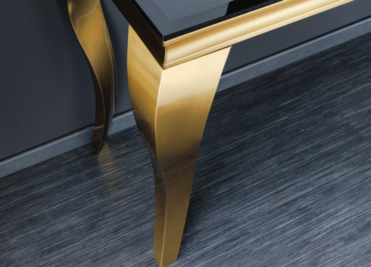 Table console baroque noire et métal doré