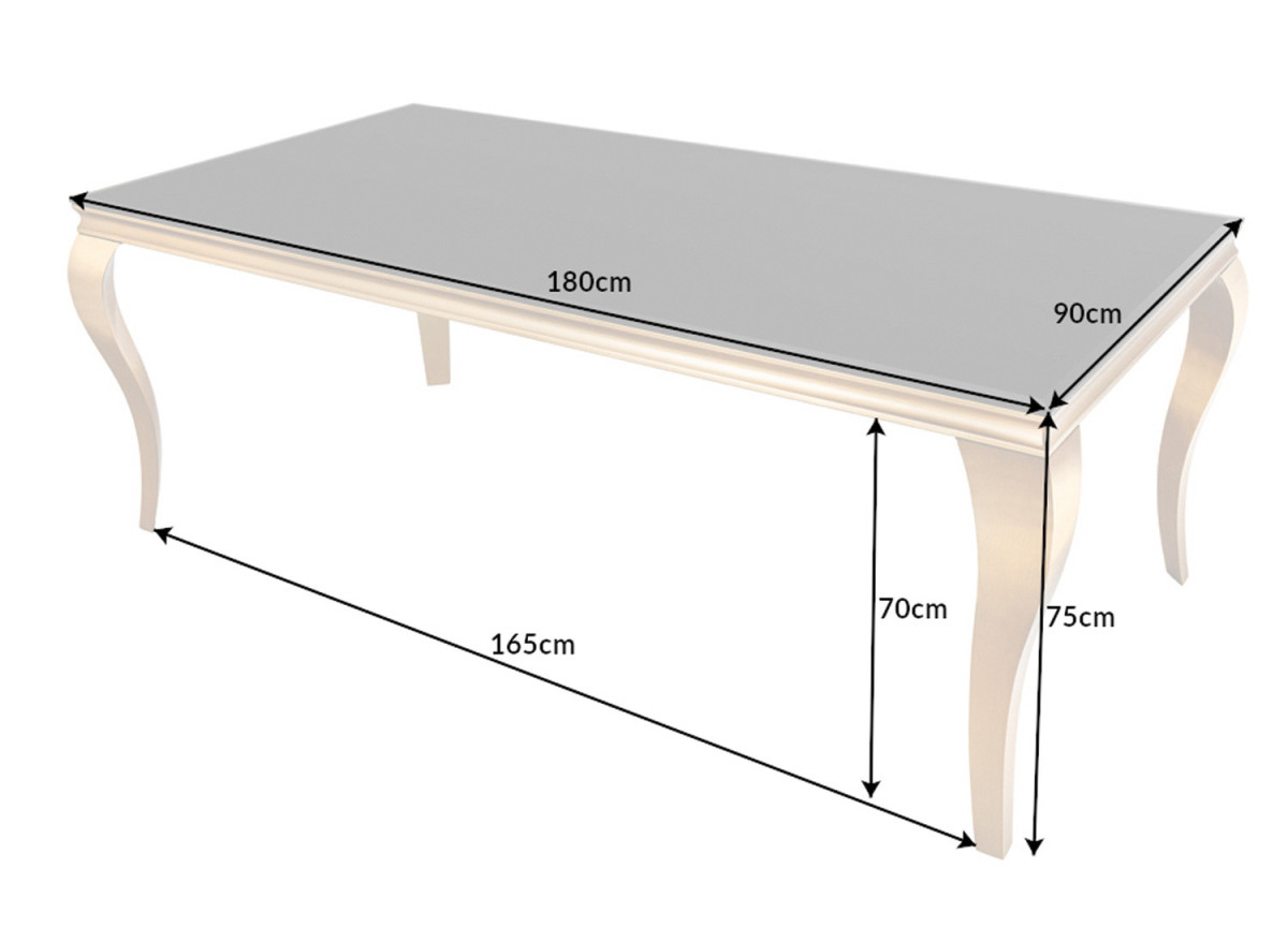 Table Salle à Manger, Verre Noire - Acier Doré effet or