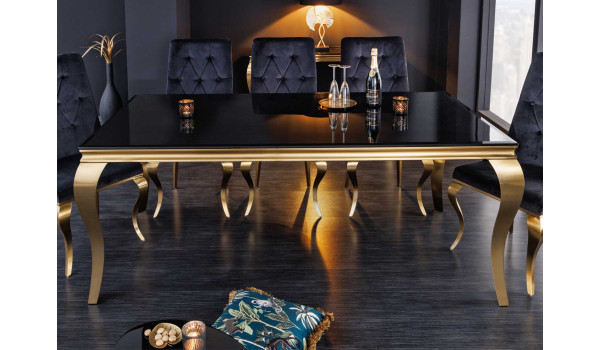 Table baroque noire et métal doré effet or