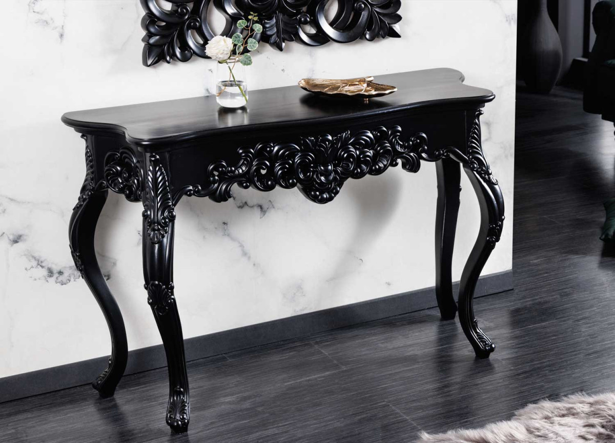 Console baroque noir 110 cm