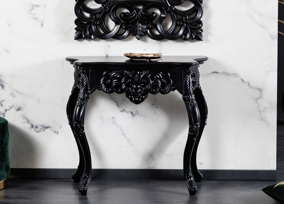 Console baroque noir 85 cm