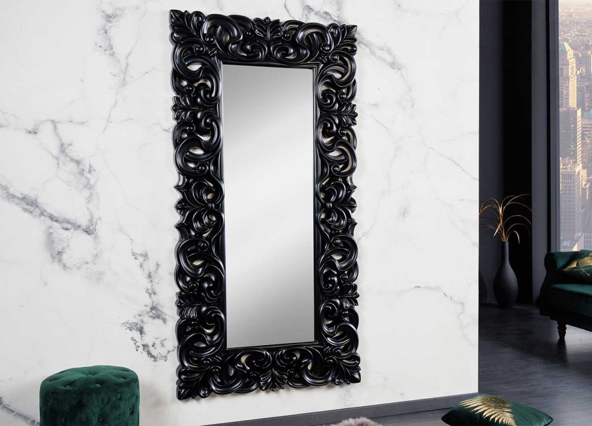 Miroir baroque mural noir 180 cm