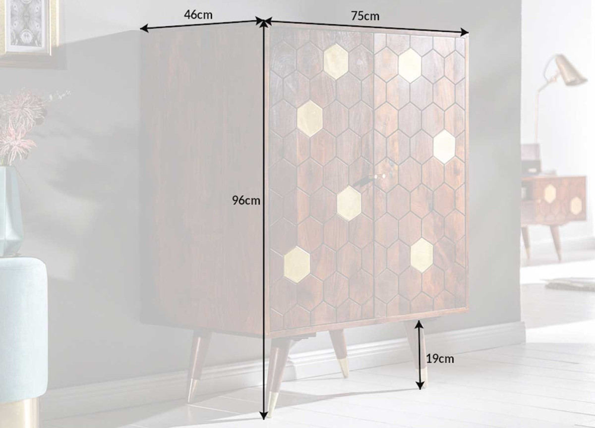 Commode Bar en Acacia 2 Portes