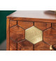 Table d'appoint en bois d'acacia brun et déco doré