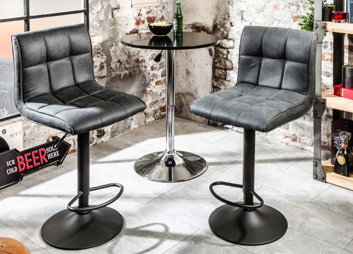 Chaise de bar haute réglable avec repose pieds
