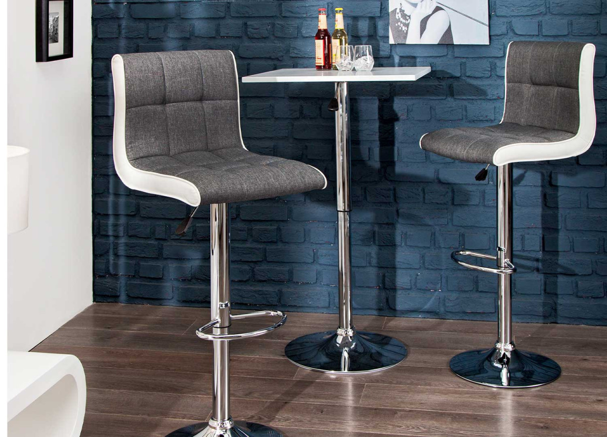 Chaise de bar design blanche et grise