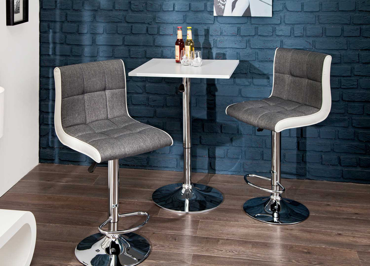 Chaise de bar design blanche et grise