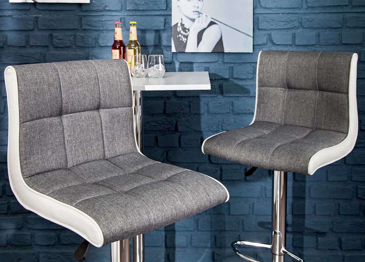 Chaise de bar design blanche et grise