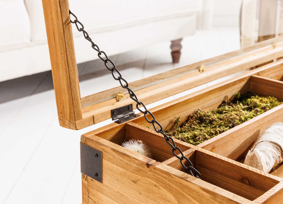 Table basse avec compartiment déco et tiroirs
