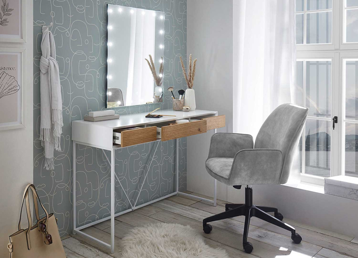 Console bois de chêne et blanche