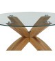Table basse ronde bois et verre 80 cm