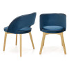 Chaise velours bleu marine pieds en bois