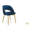 Chaise velours bleu marine pieds en bois