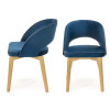 Chaise velours bleu marine pieds en bois