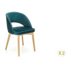 Chaise velours vert foncé pieds en bois