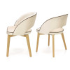 Chaise velours crème pieds en bois