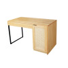 Bureau avec rangement 120 cm finition chêne et rotin