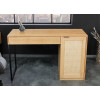 Bureau avec rangement 120 cm finition chêne et rotin