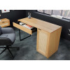 Bureau avec rangement 120 cm finition chêne et rotin