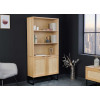 Rangement haut 168 cm finition chêne et rotin