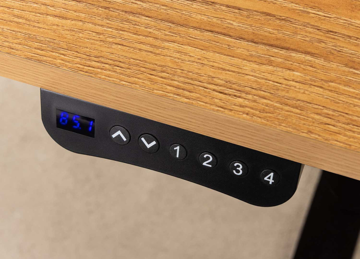 Bureau réglable en hauteur 72 - 117 cm finition chêne