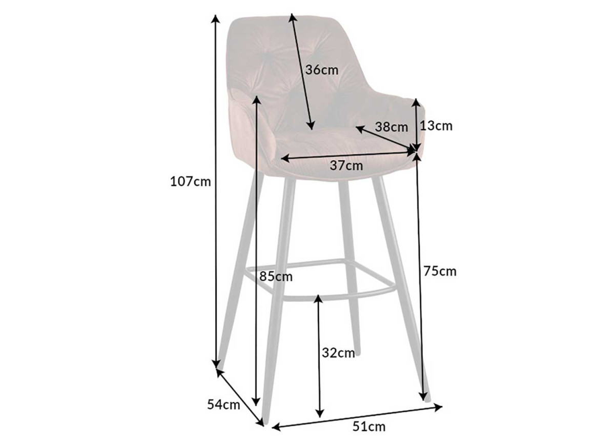 Chaise de bar en velours brun vendu par 2