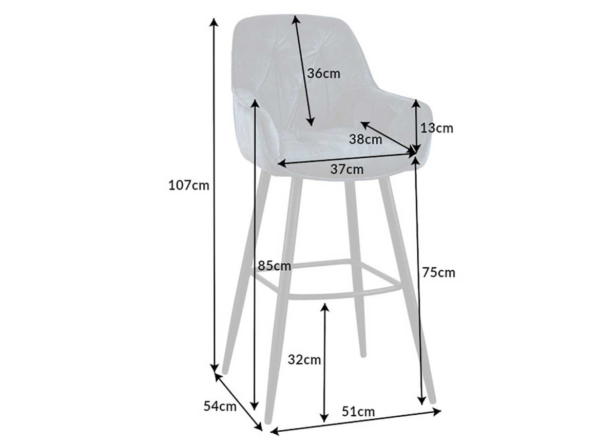 Chaise de bar en velours pétrole vendu par 2