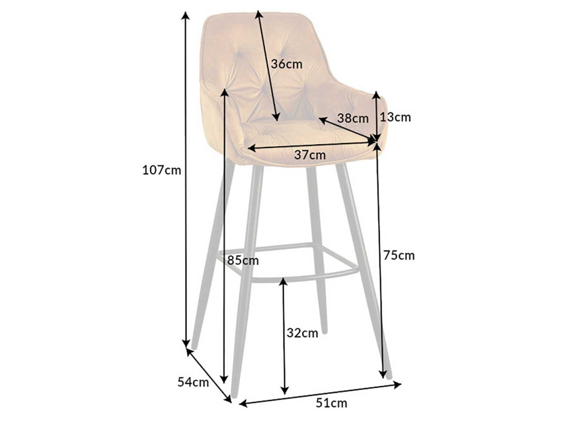 Chaise de bar en velours jaune moutarde vendu par 2