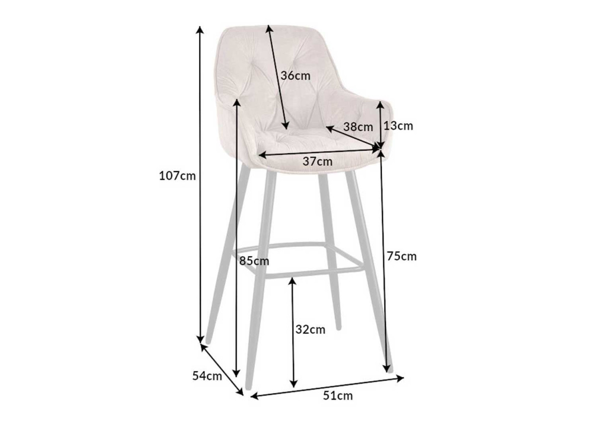 Chaise de bar en velours champagne vendu par 2