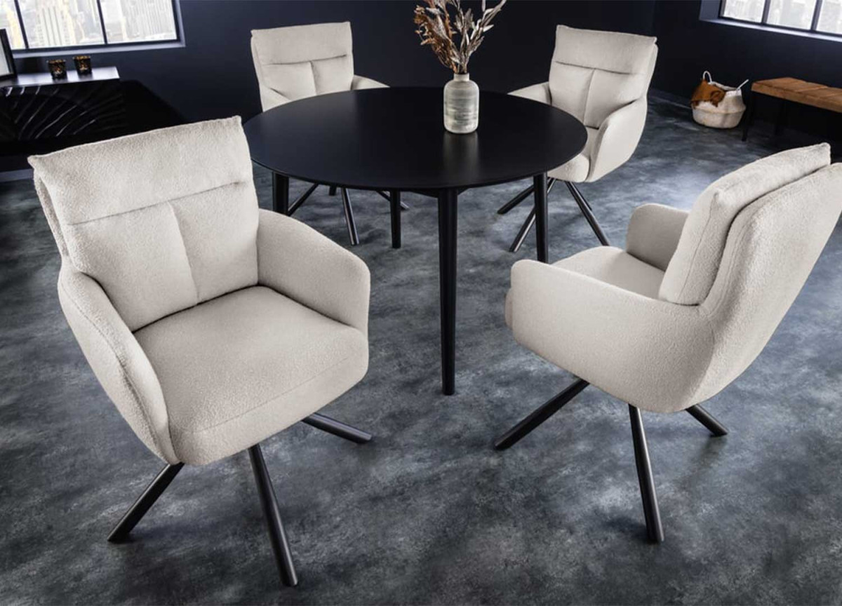 2 Chaises rétro à ressorts bouclé beige