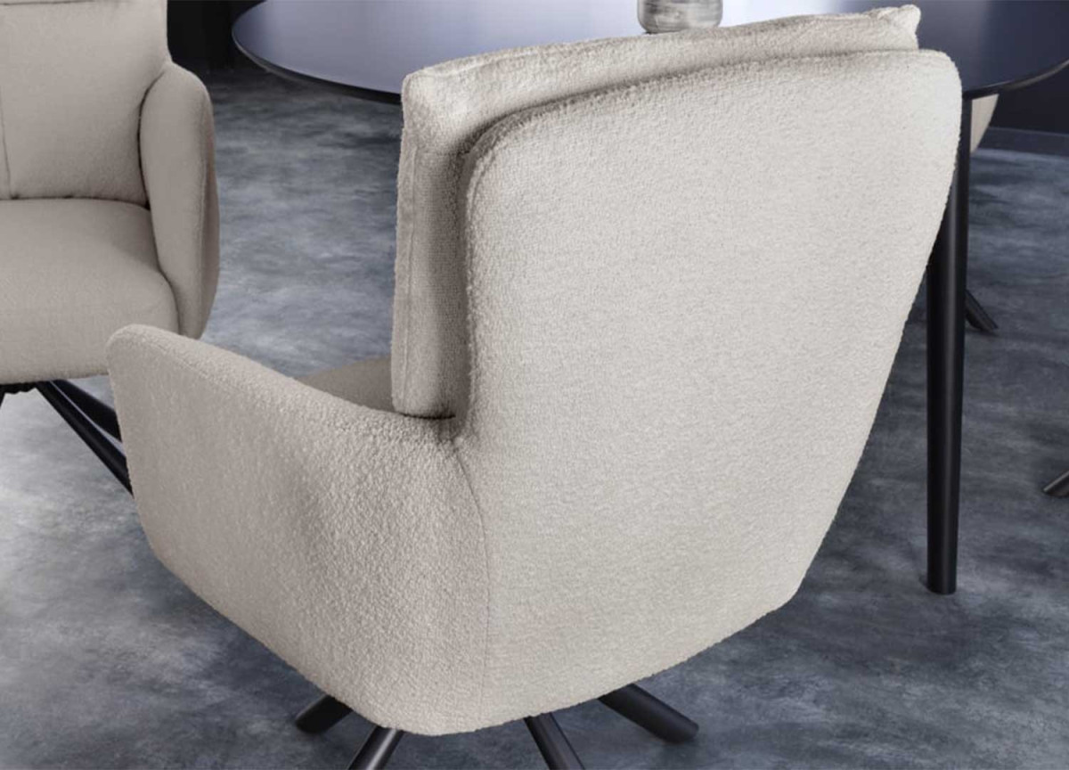 2 Chaises rétro à ressorts bouclé beige