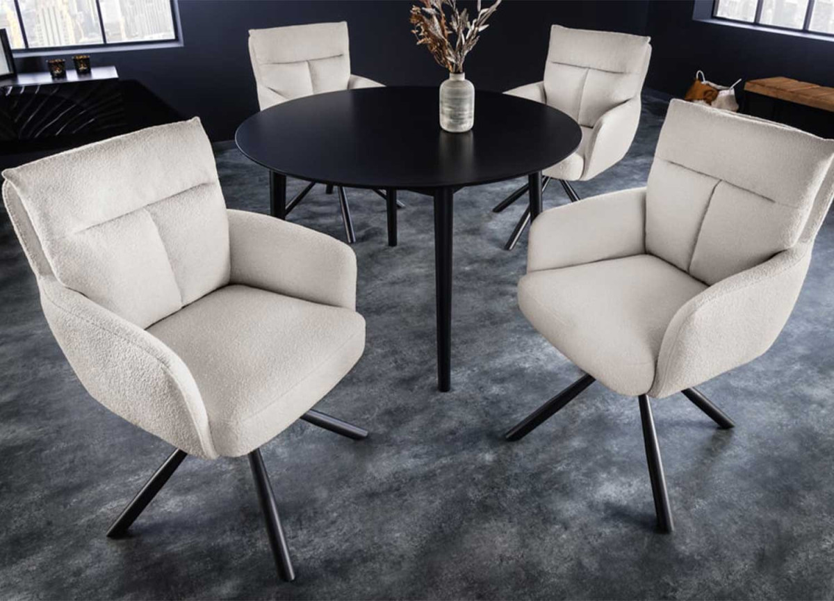 2 Chaises rétro à ressorts bouclé beige