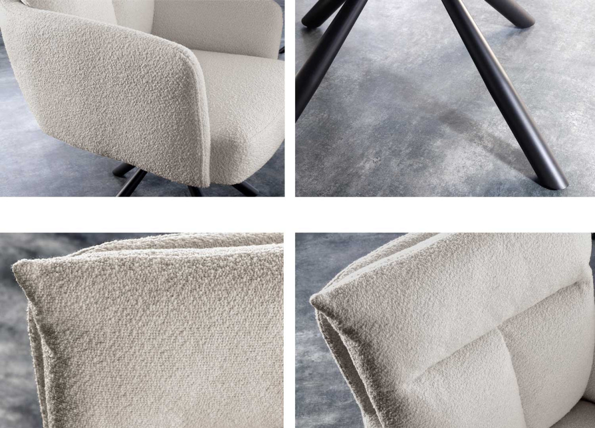 2 Chaises rétro à ressorts bouclé beige