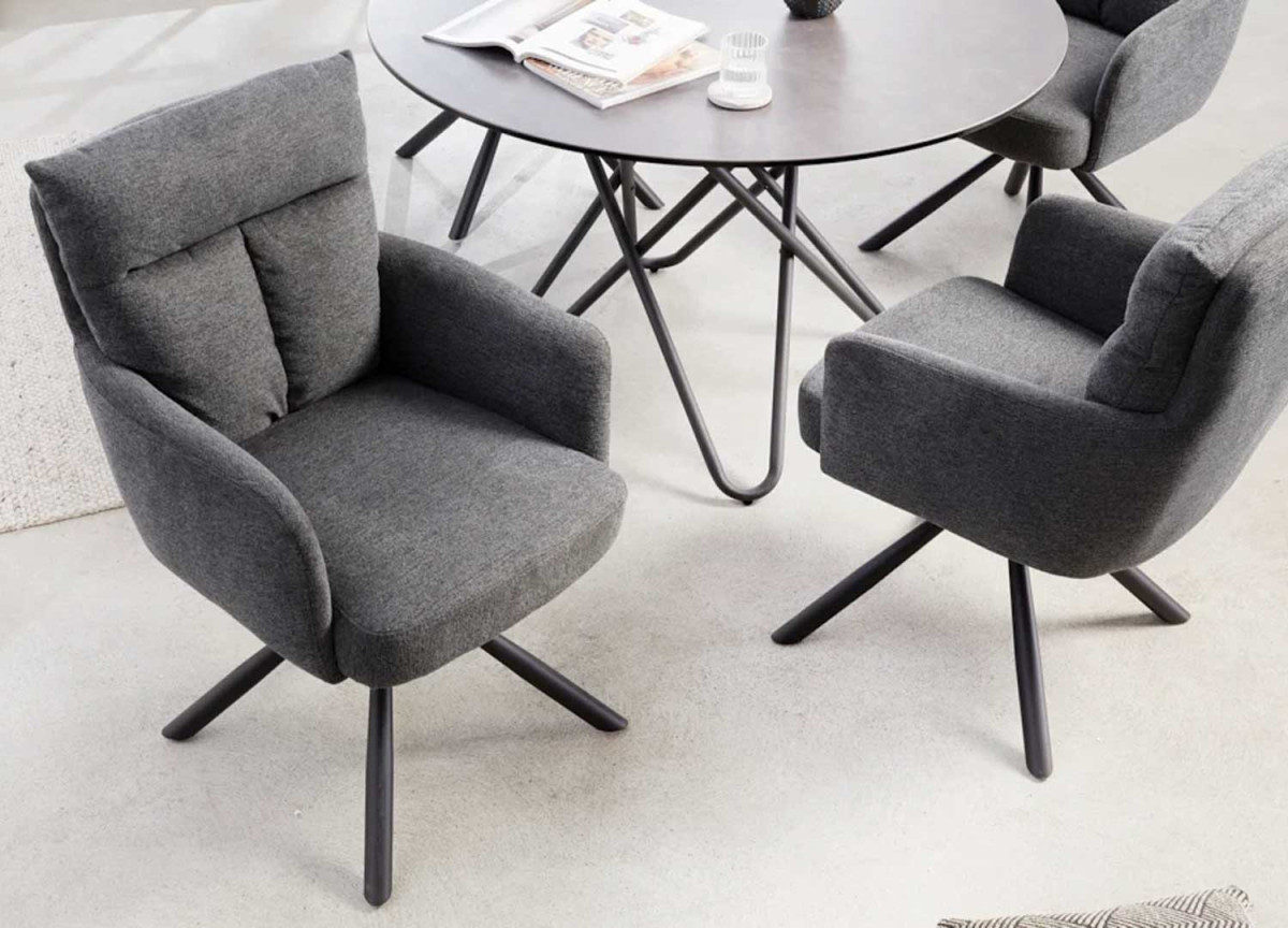 2 Chaises rétro à ressorts bouclé gris